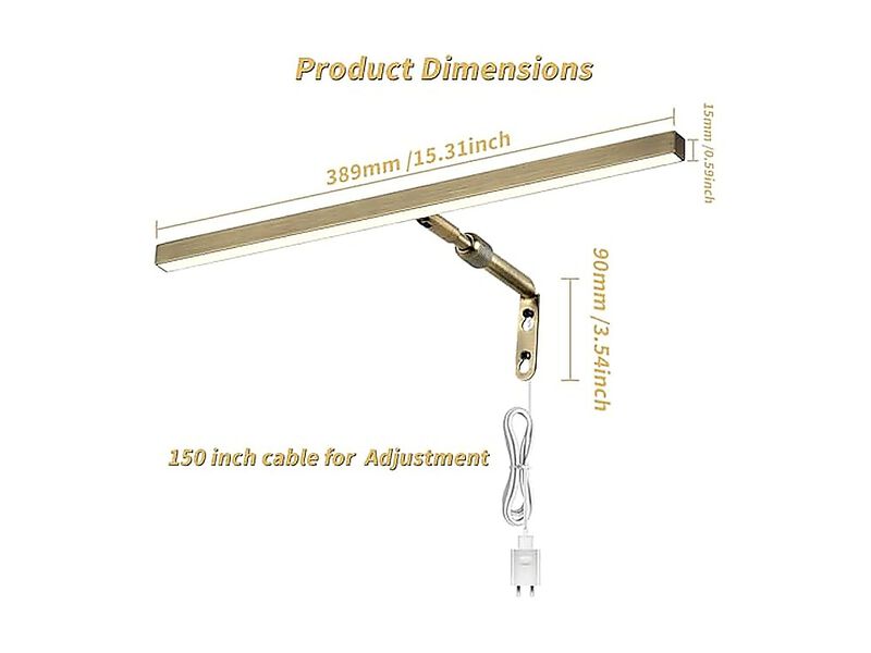 LED Lights Plug In 16 Inch 4W Adjustable Art Light Gallery Wall Work Antique image number 3