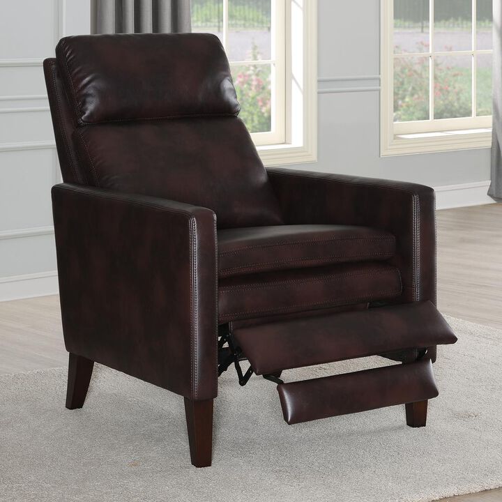 Comfort Pointe Vicente Burnished Brown Faux Leather Push Back Recliner