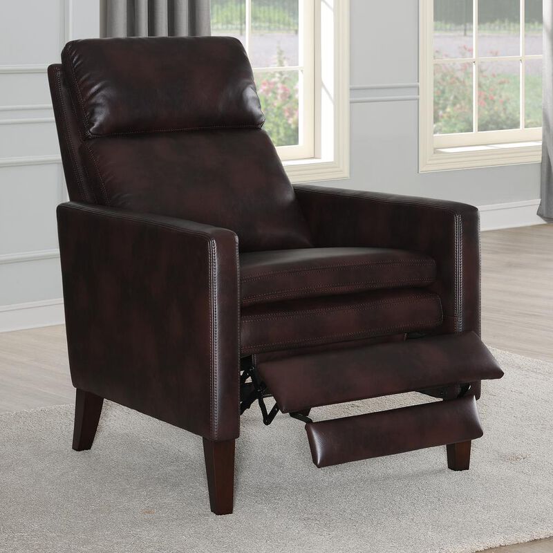 Comfort Pointe Vicente Burnished Brown Faux Leather Push Back Recliner