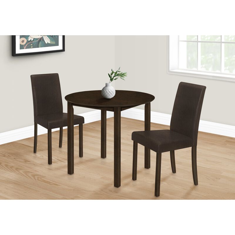 Monarch Specialties I 1300 - Dining Table, 36" Round, Small, Kitchen, Dining Room, Brown Veneer, Wood Legs, Transitional