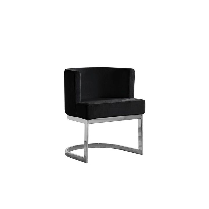 Best Quality Furniture Black Velvet Side Chair With Silver, Chrome Base - Single