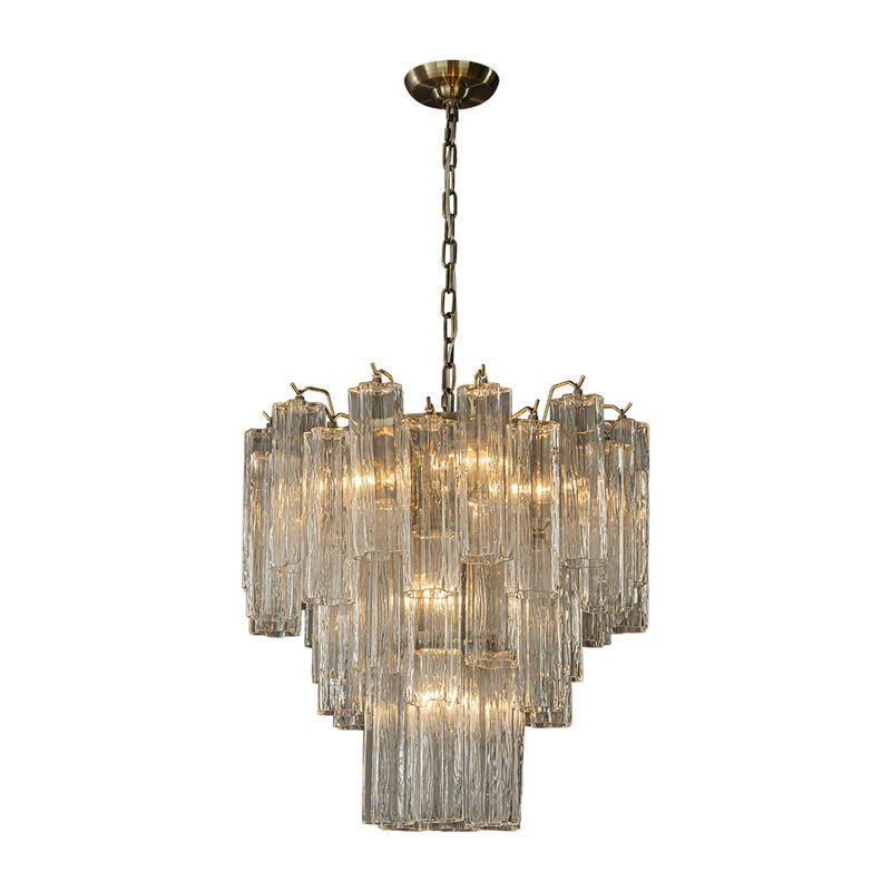 23'' Mid Century Modern Flower Glass Chandelier in Aged Bronze Elegant Vintage Glam Tiered Pendant Light for Dining Room or Wedding Venue image number 0