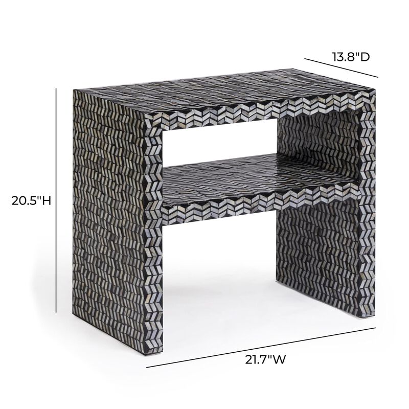 Tov Furniture Derry Black Mother of Pearl Nightstand image number 2