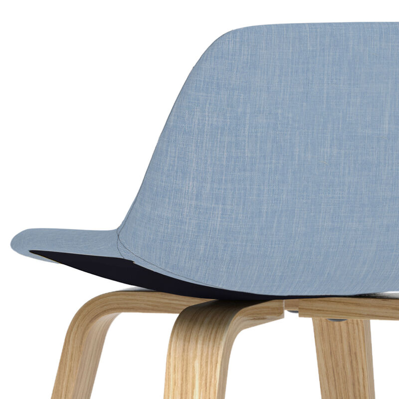 Randolph Mid-Century Modern 28 inch Bentwood Counter/ Bar Height Stool (Set of 2) with Light Wood in Denim Blue Polyester linen