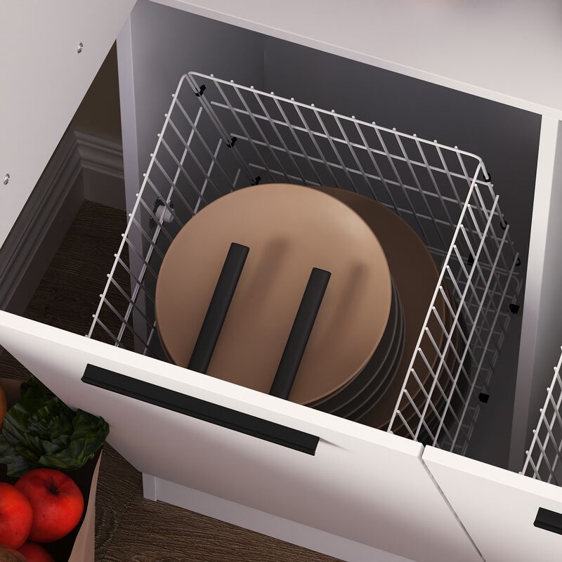 FUFU&GAGA 78.7" Kitchen Pantry Cabinet with Adjustable Shelves, (31.5" W x 13.7" D x 78.7" H),White image number 5