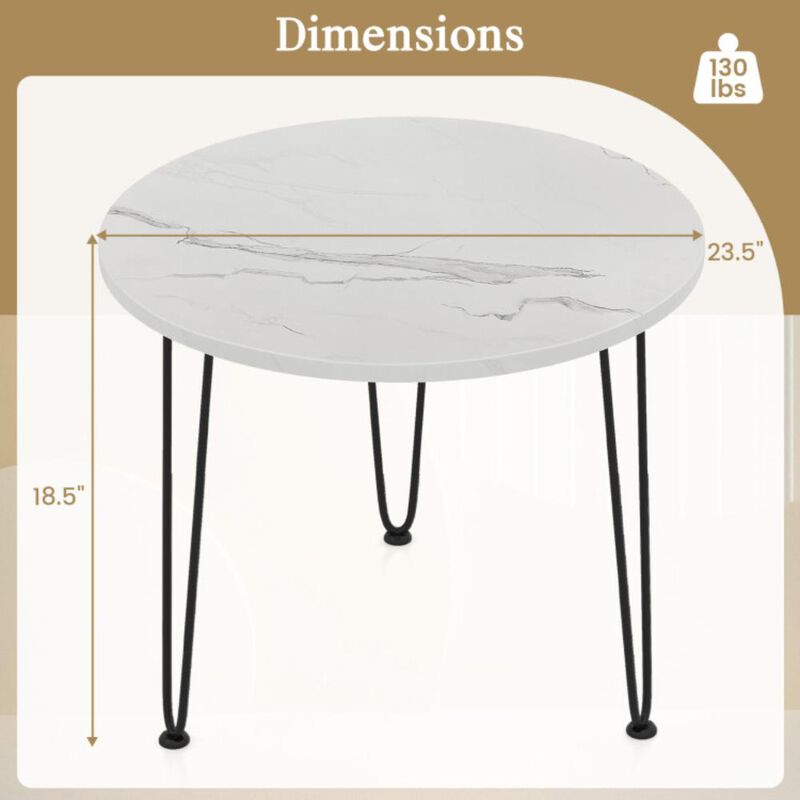 Hivvago Round End Table with Thickened Tabletop and Metal Tripod Legs