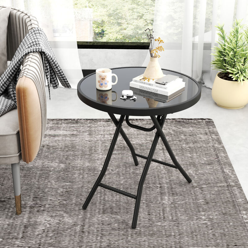 18 Inch Folding Side Table Patio Round Compact Side Table