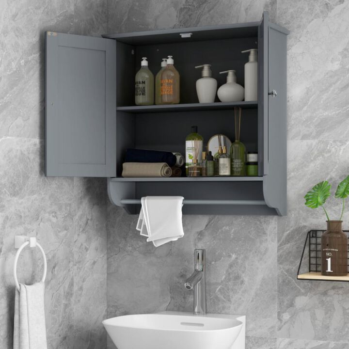 Hivvago Wall Mounted Bathroom Storage Medicine Cabinet with Towel Bar