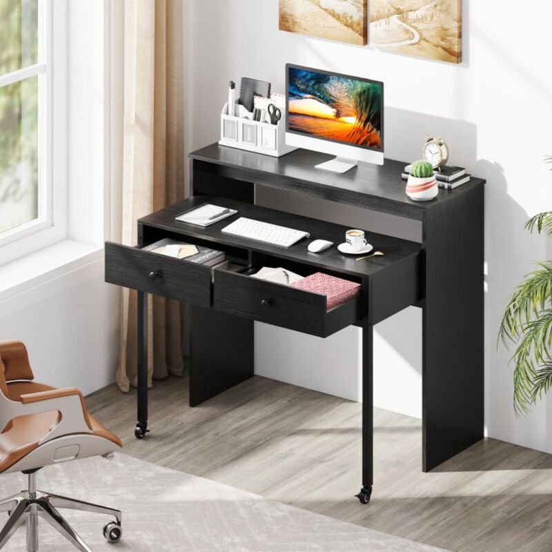 Hivvago Extendable Computer Desk with Pull Out Secondary Desk