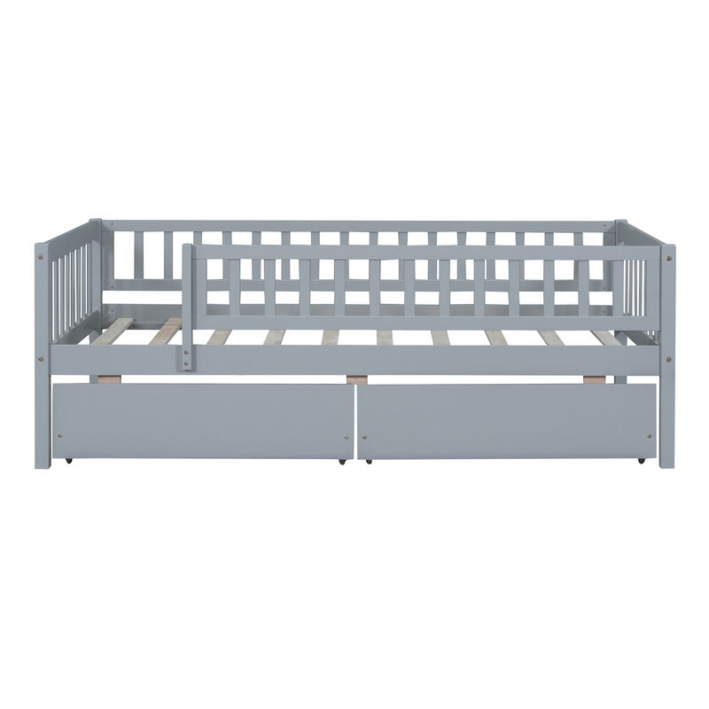 Whisen Twin Size Daybed Wood Bed with Two Drawers image number 0