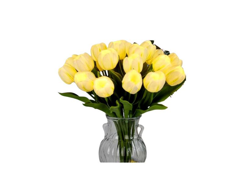 20 Stems LED Lighted Artificial Flowers Tulip Lamp Real Touch Tulips Faux Flower image number 0