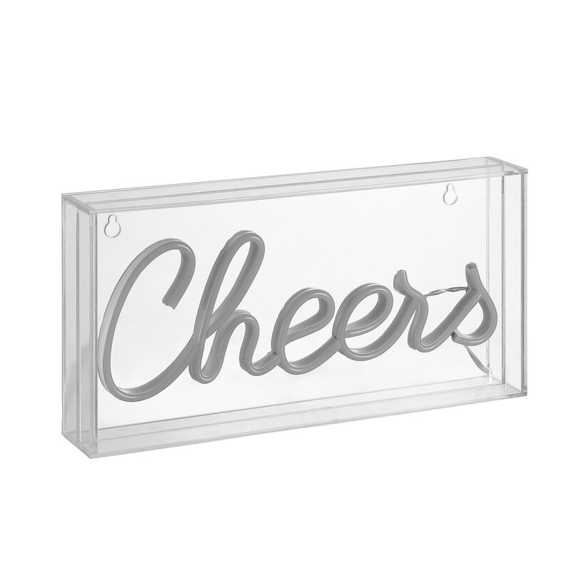 Cheers 11.8" Contemporary Glam Acrylic Box USB Operated LED Neon Light, Yellow