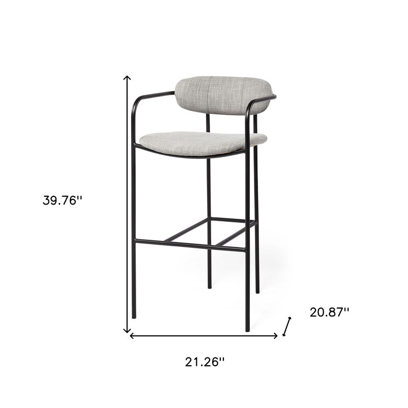 HomeRoots 29" Gray And Black Fabric And Steel Bar Height Bar Chair image number 6