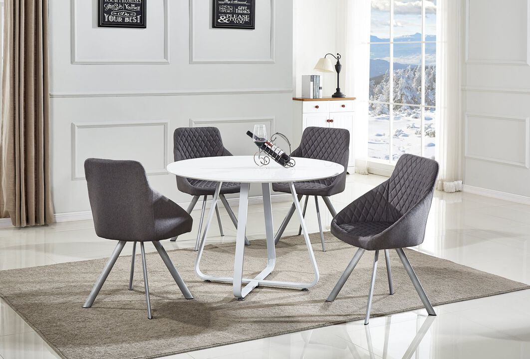 Contemporary High Gloss MDF Dining Table with Metal Table