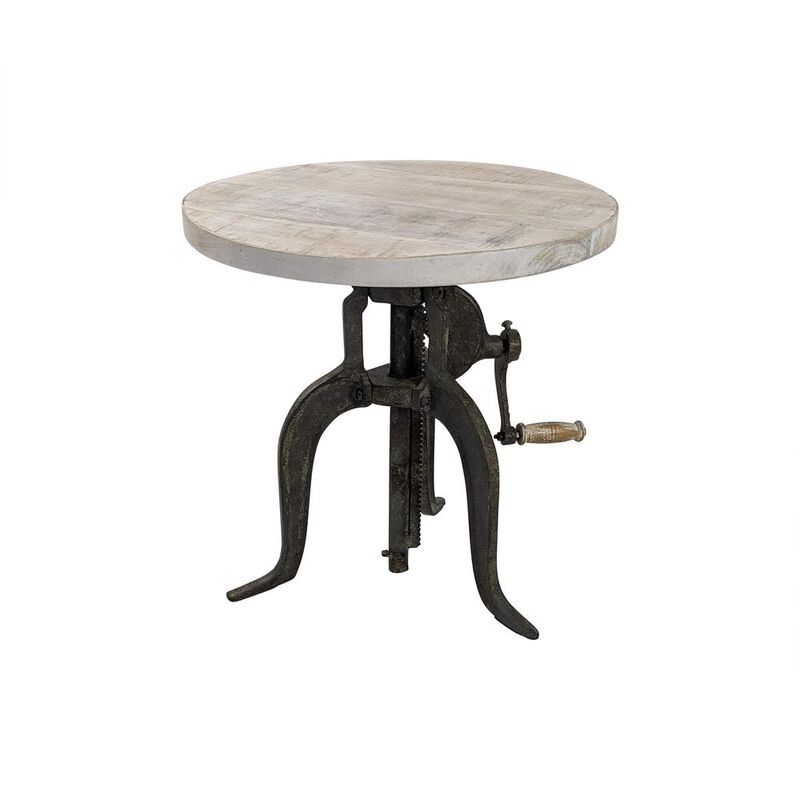 Carolina Living Regan Adjustable Accent Table - Natural Driftwood Top - Aged Iron Base