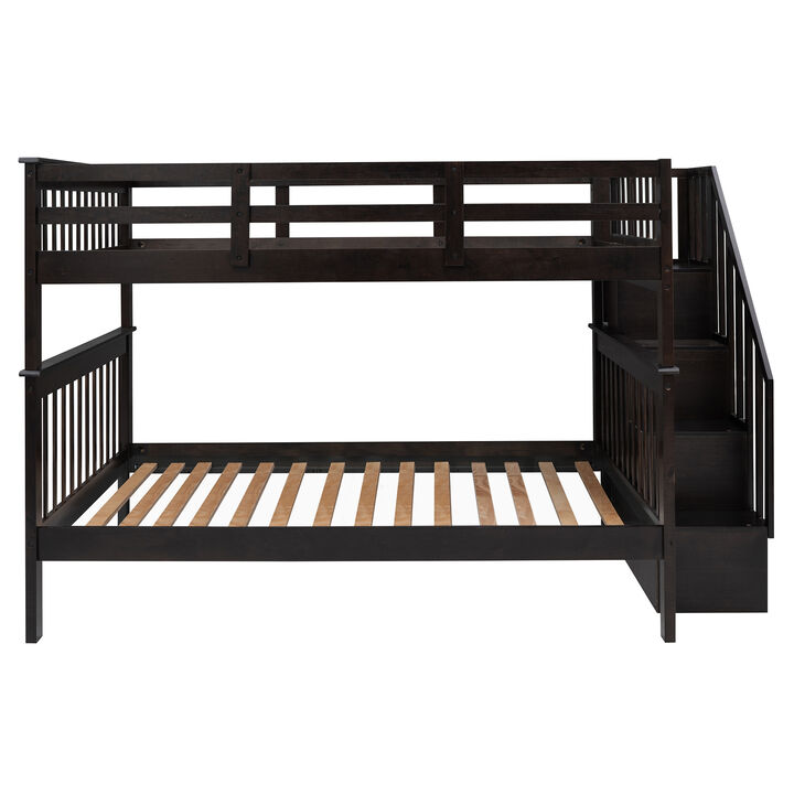Modern Storage Bunk Bed with Open Shelves