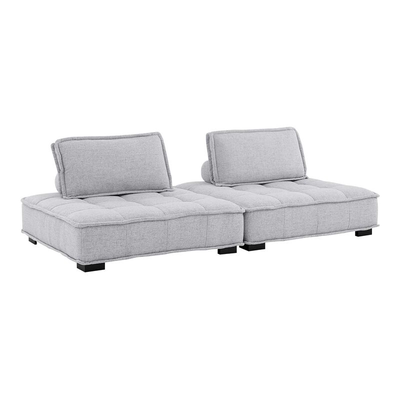 Saunter Tufted Fabric 2-Piece Loveseat Gray