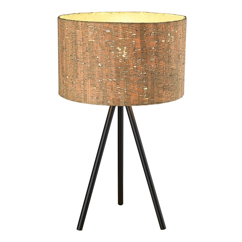 Hivvago 22" Black Metal Tripod Table Lamp With Beige Drum Shade