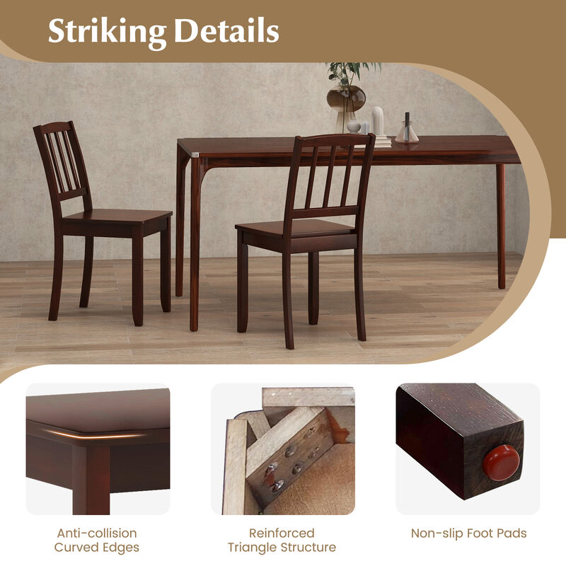Wood Dining Chair Set of 2 with Rubber Wood Legs image number 7