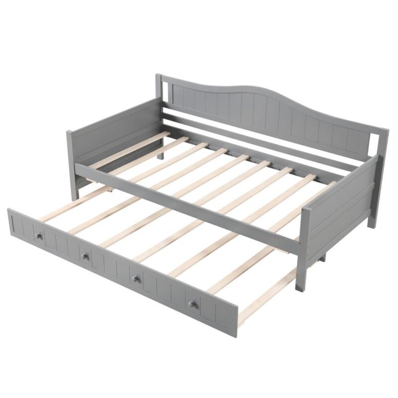 Hivvago Twin Size Daybed with Trundle and Slats Support on Wheels
