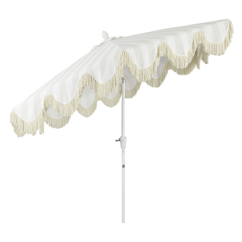 Collins Classic Cottage Tassel Market Patio Umbrella with Auto-Tilt, Crank, Wind Vent and UV Protection image number 4