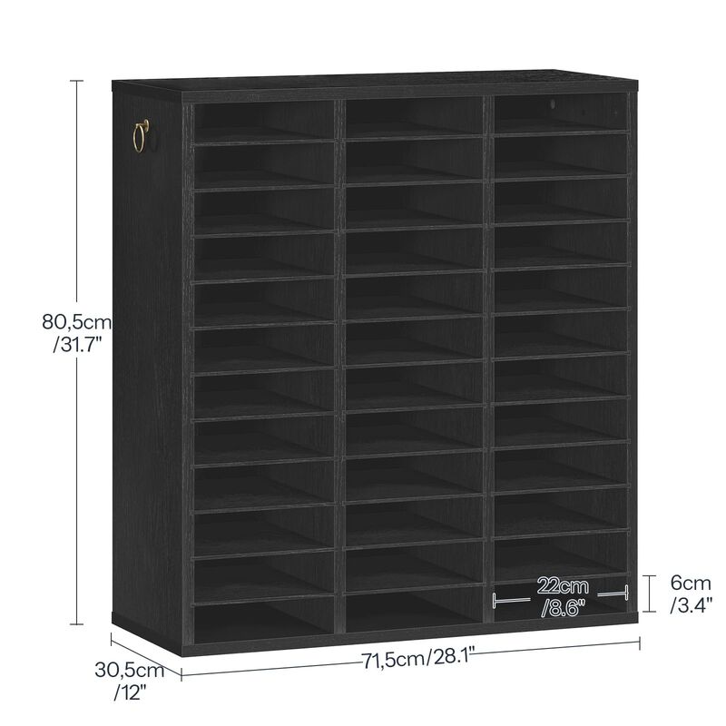 Wooden Mail Sorter Organizer with 36 Compartments and Adjustable Shelves image number 2