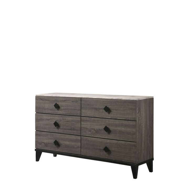 Avantika Dresser, Faux Marble & Rustic Gray Oak