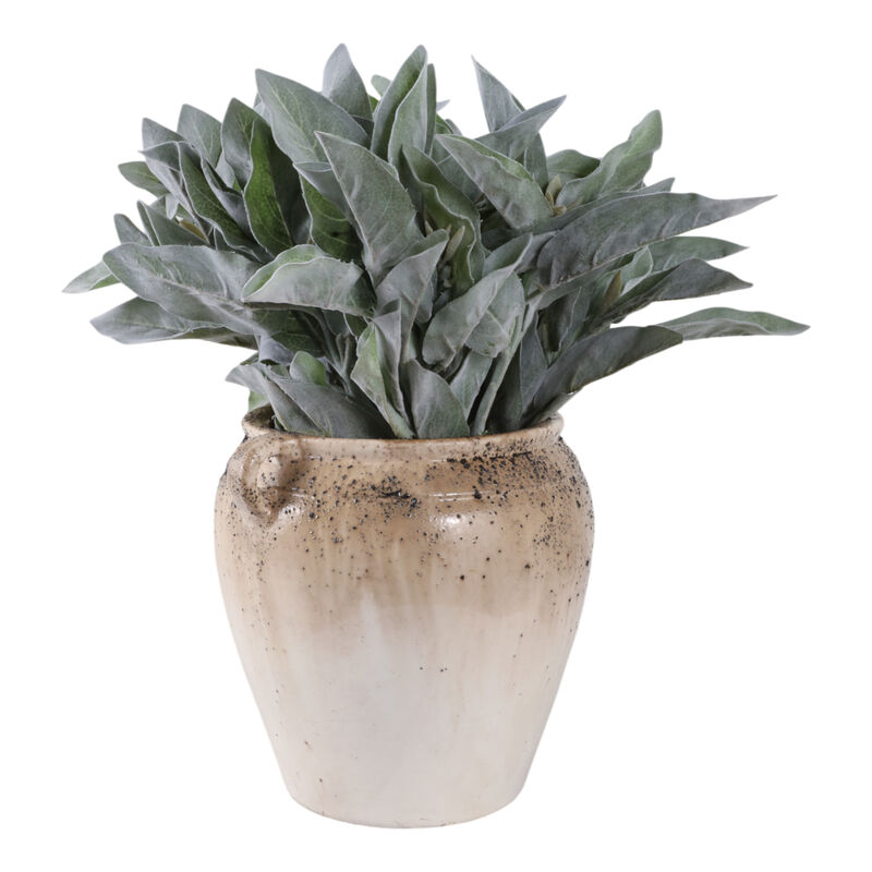 11x10" Textured Terracotta 2-handle Vase,ivry/brwn image number 1