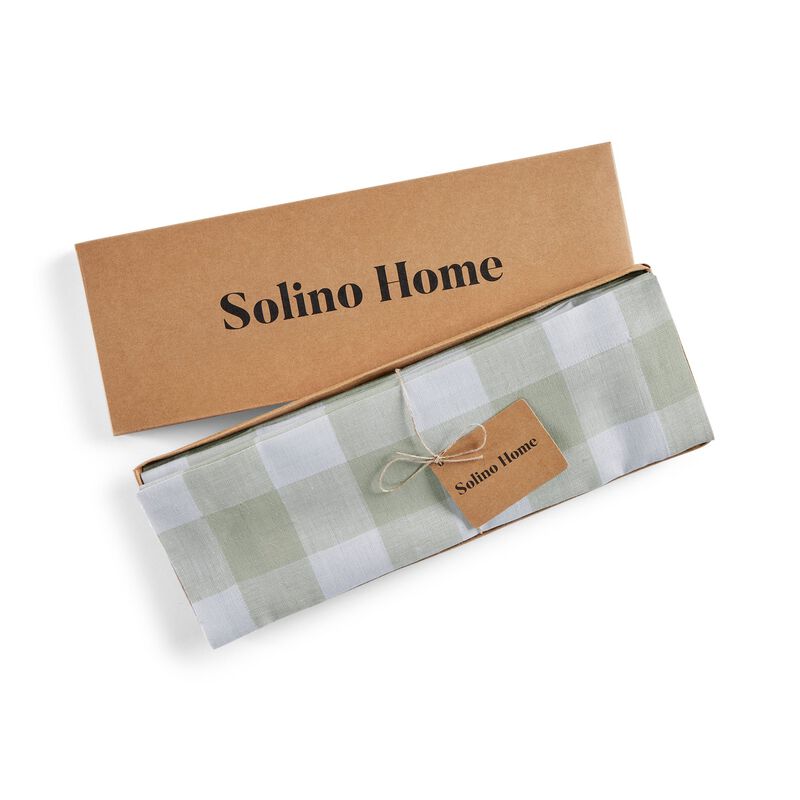 Solino Home Buffalo Check 100% Linen Placemats &ndash; Set of 4, 14 x 19 in, Machine Washable, Holiday and Everyday Dining