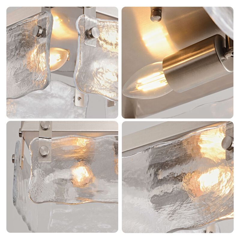 Emma 11.8" 2-light Hand Crafted Glass Square Flush Mount - Satin Nickel image number 5