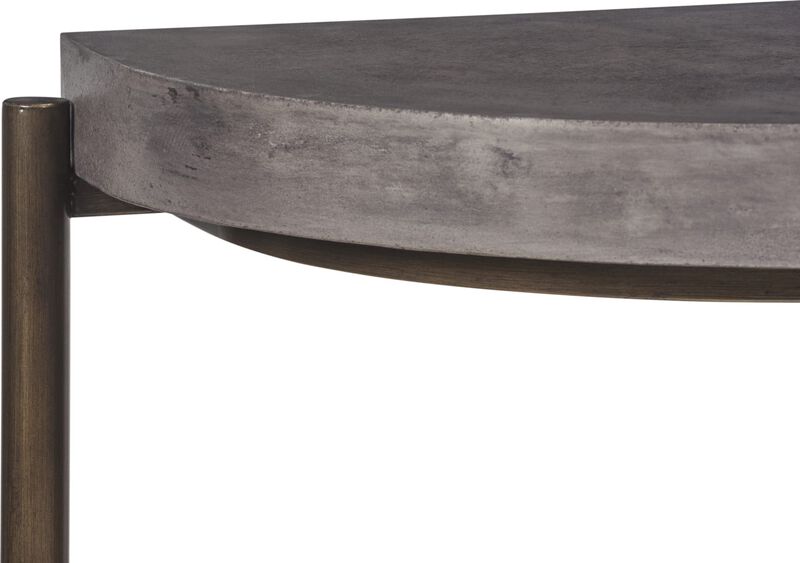 Lyon Semi-circular Natural Concrete and Metal Console Table