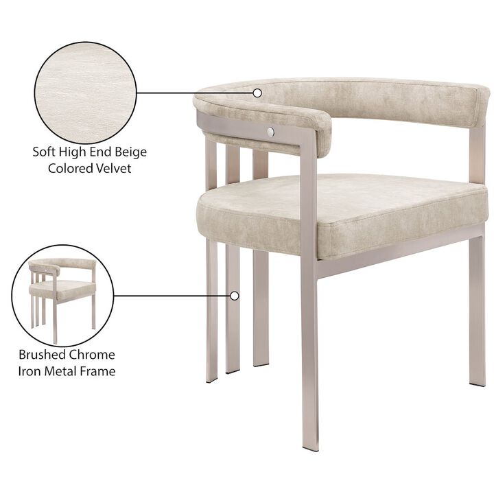 Meridian Furniture Marcello Beige Velvet Dining Chair, Set of 2