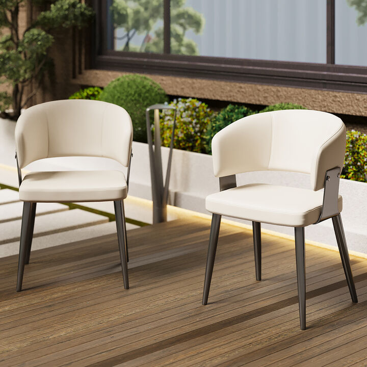 Leather Dining Chair with Metal Legs 2-piece 20.27"