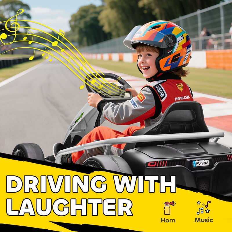 BreeBe 24V Electric Go Kart for Kids, Drift Ride-On Racing Go Kart with 2 Speeds image number 7