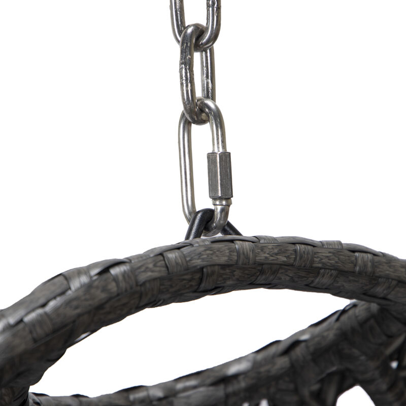 LeisureMod Charcoal Wicker Hanging Egg Swing Chair with Cushion image number 6