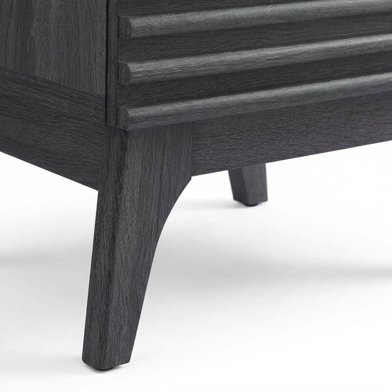Nightstand in Gray Tone with Contemporary Design, Sturdy Base, Sleek Finish image number 5
