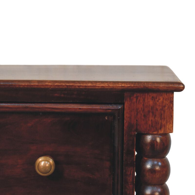 Artisan Furniture Solid Wood Spindle Winewood Nightstand, 2 Drawers, Dark Brown image number 3