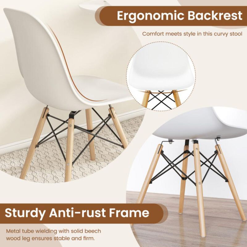 Hivvago 4 Pieces Modern Armless Dining Chair Set with Wood Legs