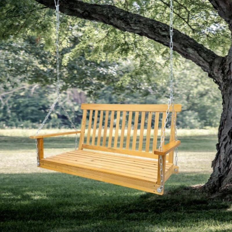 Hivvago Porch Swing with Armrests and Chains image number 1