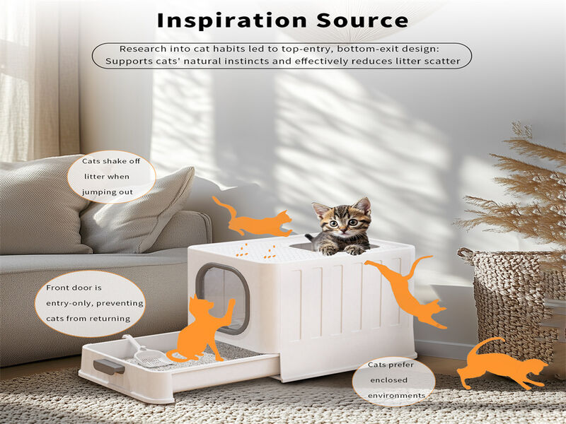 Anti-Splashing Enclosed Plastic Cat Litter Box image number 3