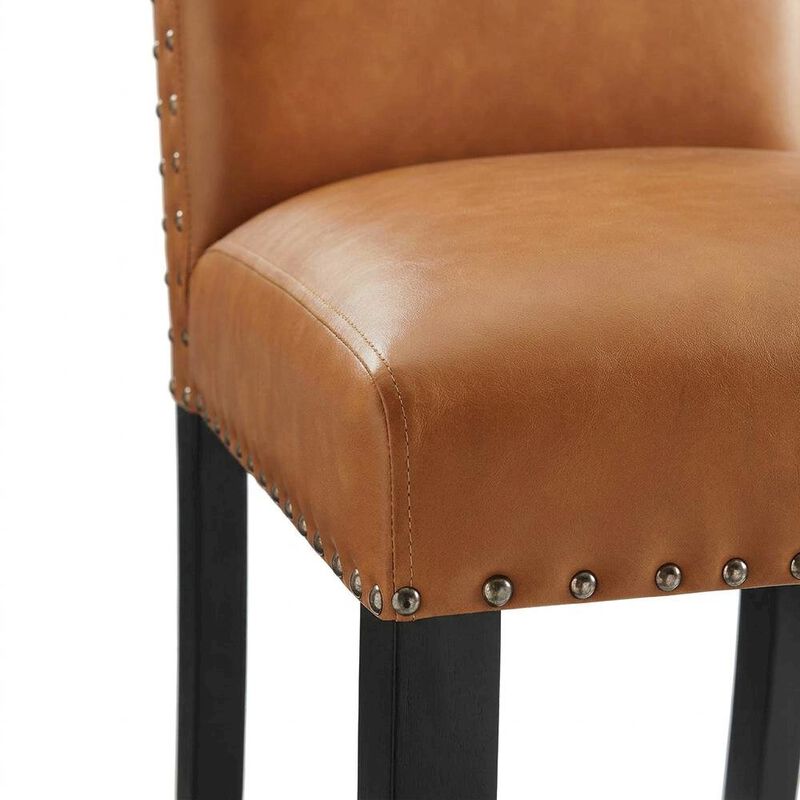 Faux Leather Upholstered Dining Chair with Thick Cushioned Seat, Tan image number 6