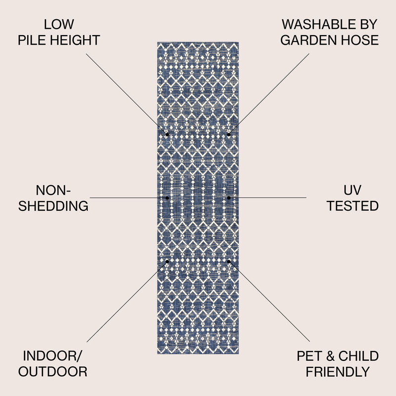 Ourika Moroccan Geometric Textured Weave Indoor/Outdoor Area Rug