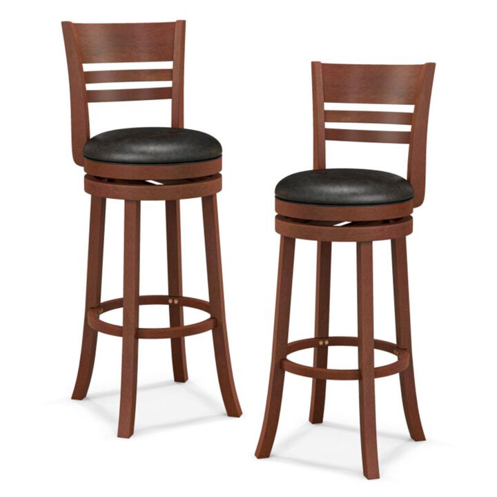 Hivvago Set of 2 360° Bar Stools with PU Upholstered Seats