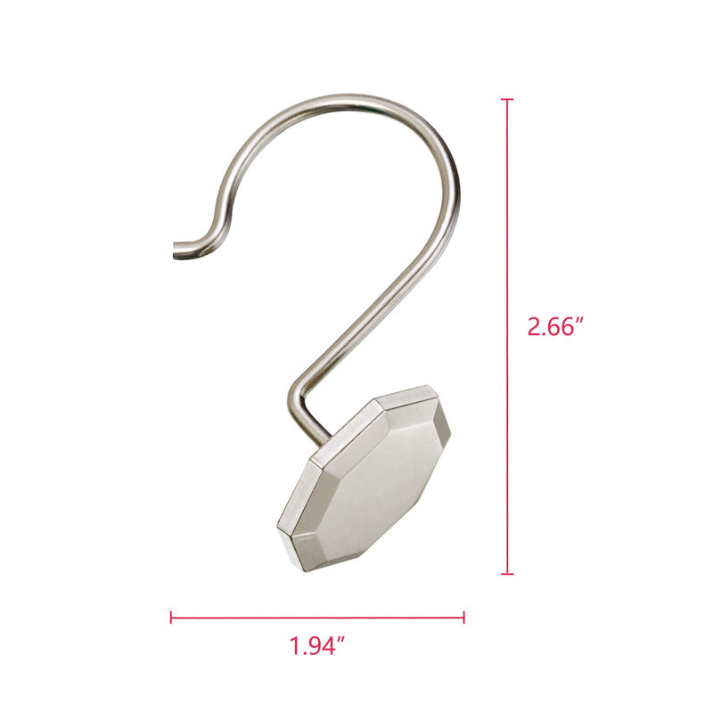 Zinc Shower Curtain Hooks, Set of 12 image number 9