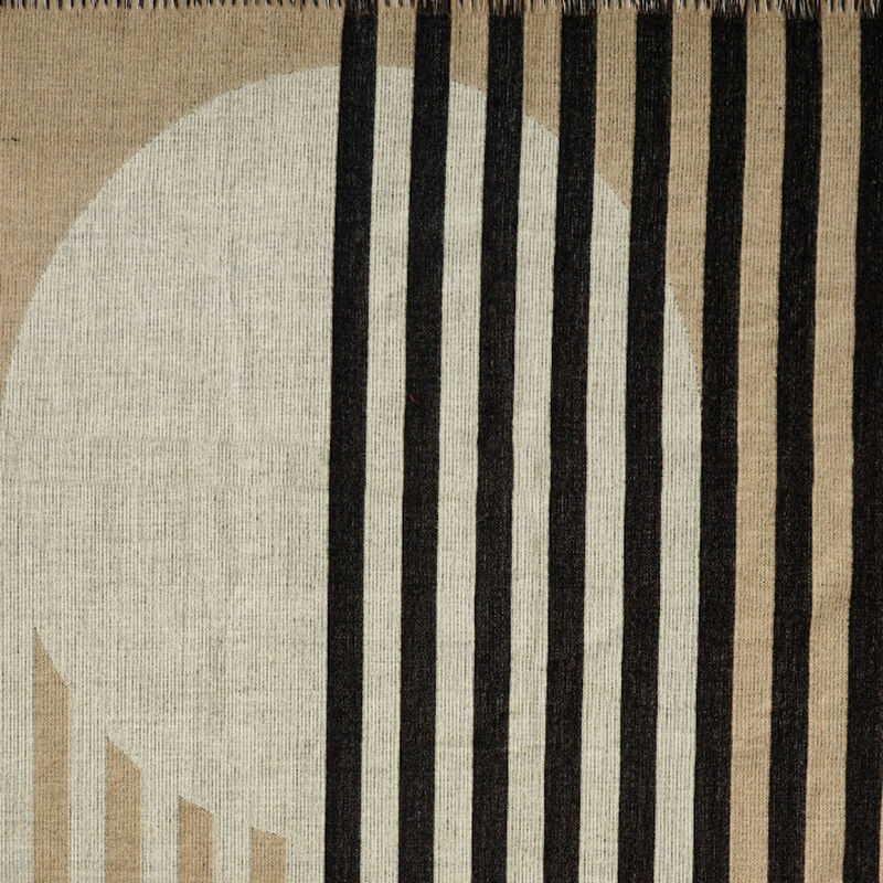 HomeRoots 50" X 74" Black and Tan Woven Mod Acrylic Throw Blanket image number 2