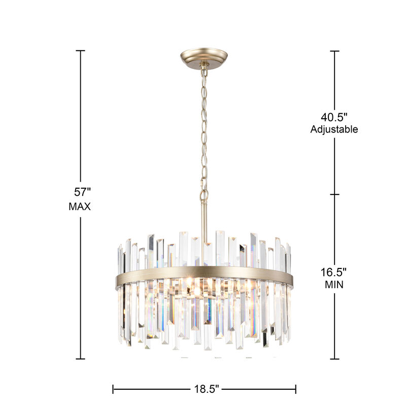 Fabiola Brushed Champagne Silver 5-light Drum Crystal Chandelier image number 6