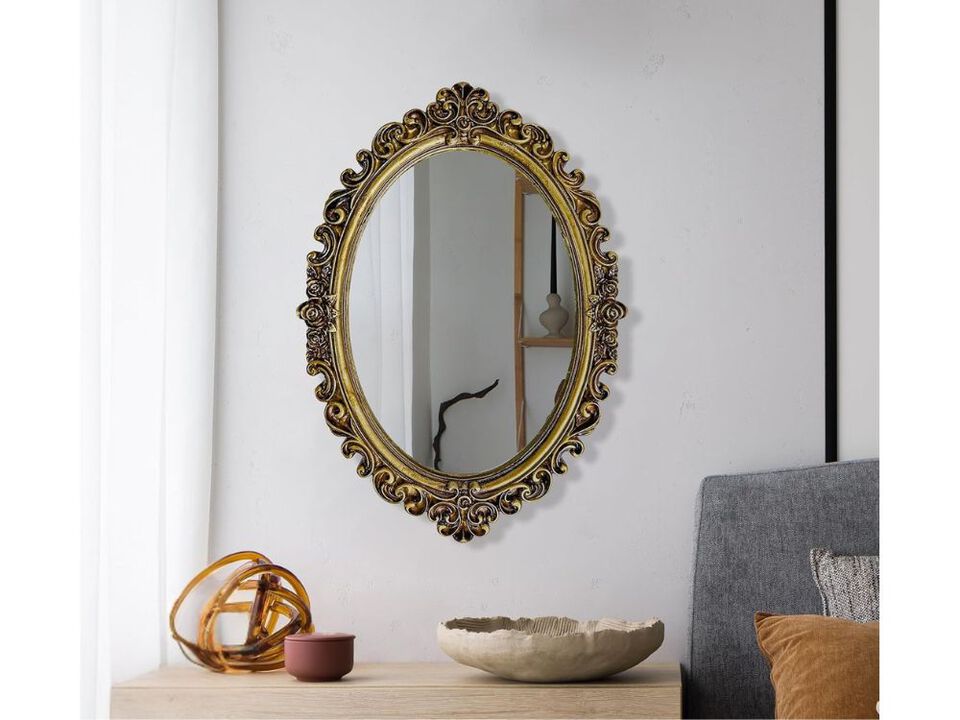 Small Gold Oval Table Mirror Vintage Decorative Vanity Mirror for Bedroom