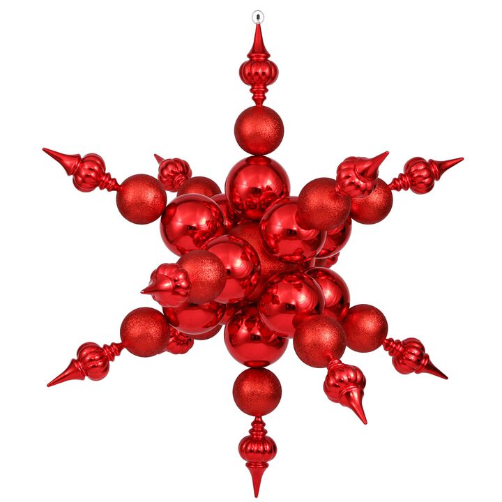 Vickerman 39" Red Shiny, Glitter Radical Snowflake