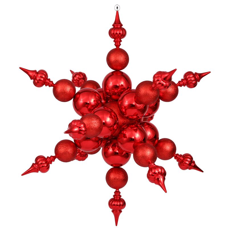 Vickerman 39" Red Shiny, Glitter Radical Snowflake image number 0