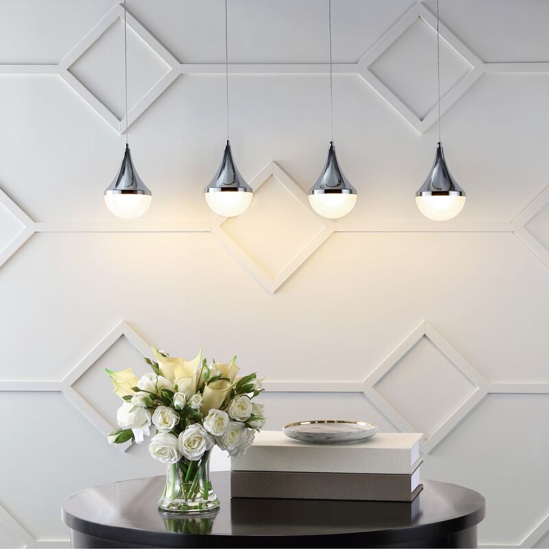 Elyse Teardrop Modern Mid Century Iron/Acrylic Integrated Linear LED Pendant